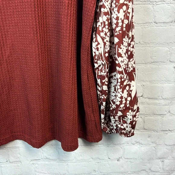 BloomChic Rust Waffle Knit Balloon Sleeve Top Plus Size 4X - Picture 4 of 7